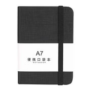 Anuirheih Small Notebooks A7, 3.1x4.4Inch Pocket Notebooks Mini Hand Thickened Office Learning Notebook with PU Leather Cover, Black